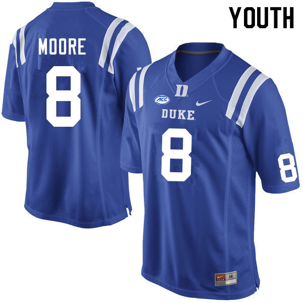 Youth #8 Jordan Moore Duke Blue Devils College Football Jerseys Sale-Blue